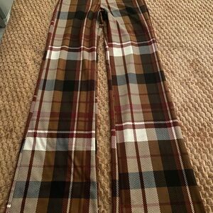 Fashion Nova Plaid Women's Pants in Brown and Black